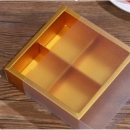 4-Compartment Frosted Sliding Lid Box Gold Red Kraft Color (16.4x16.4x5cm.)(10 Pieces)