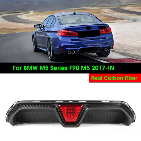 Real Dry Carbon Fiber Rear Bumper Diffuser Lip Spoiler Splitter For BMW New 5 Series F90 M5 LCI 2017