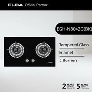 [FLEXI BASE HOB] ELBA Built-in Premium Glass Hob Dapur Gas EGH-N8042G(BK) - WITH MATT BLACK ENAMEL