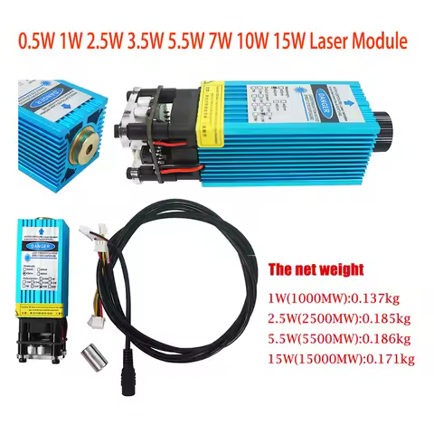 15000mw 15W laser module 500mw 1W 2500MW 3500mw 5500MW 7w 10w laser module head 450nm laser diode fo