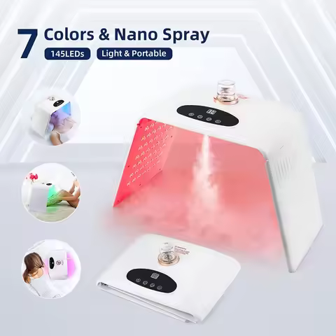 7 Colors LED Photon Machine With Nano Spray Skin Moisturizing Face Humidifier Nano Spray LED Facial 