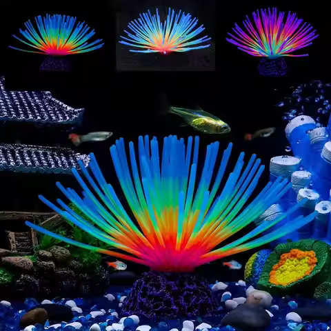 Decorative Simulation Luminous Sea Urchin Fake Fluorescent Sea Urchin Bulb Soft Silicone Sea Anemone