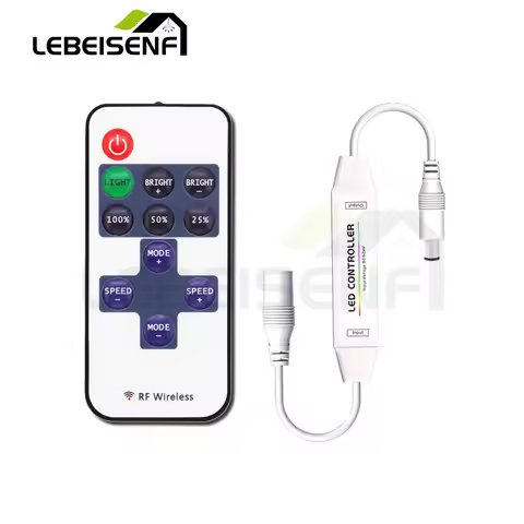 DW Mini LED Dimmer DC 12V 24V 6A 1CH Single Color COB Constant Voltage PWM Strip Light Controller wi