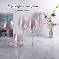(Can Engrave Logo) 220/300/450ML Pink Household Crystal Red Wine Glass, Wedding Champagne Glass, Coc
