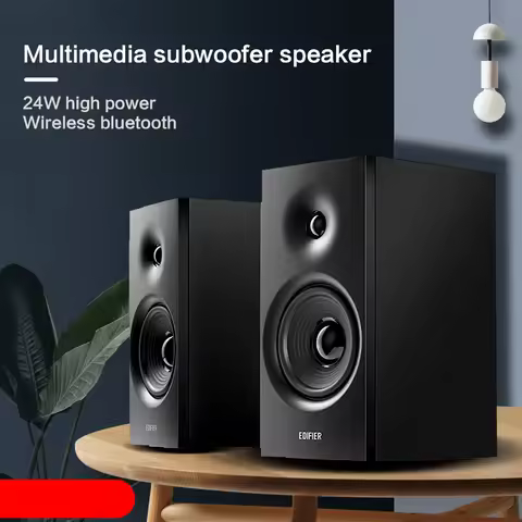 12W*2 Bluetooth 5.0 Speaker R1080BT Multimedia Wooden Speaker Small Speaker Desktop Computer Subwoof