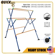 QuickBuy OR007 Laundry Drying Rack Foldable Clothes Hanger Set With Wheels Rak Gantung Baju Penyidai