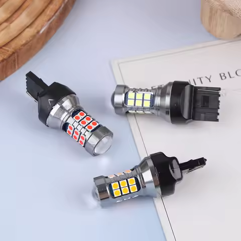 Hot! 1Pc T20 LED 7440 7443 Led WY21W W21W Led Bulbs Car LED Bulbs Signal Lamp T20 27SMD 3030 Backup 