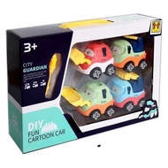 Mainan DIY Mobil City Truck 4 pcs Fun Cartoon Car Mainan Anak Belofty