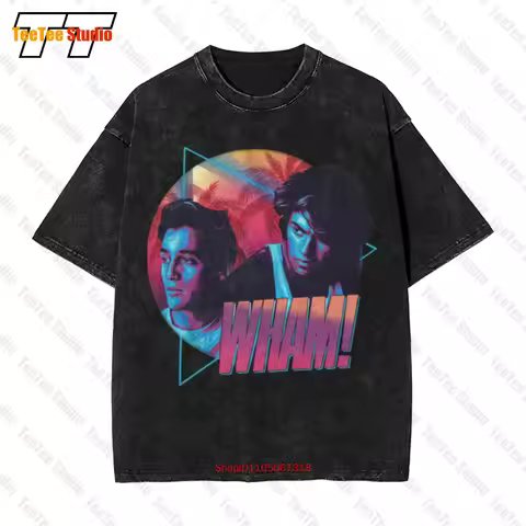 Wham George Michael Miami Vice Pop Music Neon Album Photo Vintage Oversized T-Shirt N9VV