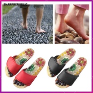 [Sharprepublic] 1 Pair Foot Massage Shoes Cobblestone Accupressure Foot Acupoint Flat Slippers for M