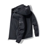 Hoodie jacket Mens outdoor  windproof and waterproof jaket lelaki Good Quality Casual jaket lelaki Removable cap