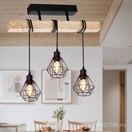 Chandelier Retro Bar Black Wooden Art Restaurant Wooden Art Creative Simple Ceiling Cafe Industrial 