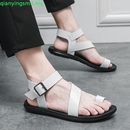 Korean Cool Fashion Men's Leather Gladiator Sandal Formal Design Beach Shoes Breathable Waterproof H