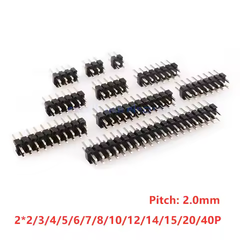 10PCS/Lot 2.0mm Male Header Pins 2*2/3/4/5/6/7/8/10/12/14/15/20/40P 2mm Double Row Pin Header Strip 