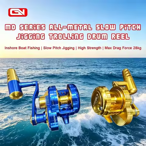 6.2:1 All-Metal Slow Pitch Jigging Drum Reel 28kg Max Drag 9+2BB CNC 6063 Aluminum Saltwater Trollin