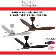 Fanco Petunia FA2 52" 3 Colour LED DC Ceiling Fan [12Speed | 3 Blade] || Kipas Siling