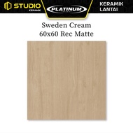 Sweden Cream 60x60 Rec Matte PLATINUM Keramik Lantai Kasar Motif Kayu Warna Krem