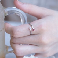 拉長石 石榴石925純銀雙寶石設計戒指 可調式戒指