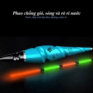 Electric buoy for fishing day and night with spiral bulb to prevent wind, waves and water leakage, s