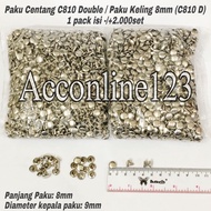 C810 Double Check Nails (reversible) 8mm Rivet Nails (C810 D) Silver (1 pack contains -/ +2,000 sets