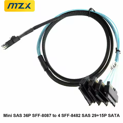 50cm 100cm 1.64ft 3.28ft Mini SAS 36P SFF-8087 to SFF-8482 SAS 29+15P SATA Connector Adapter Power C