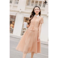 ALIA Elegant Silk Set with Shirt Collar – Top Set & High Quality Women's Flared Skirt Embellished wi