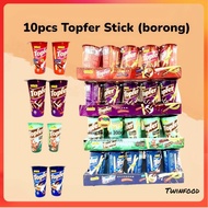 10pcs x 40g (borong)Topfer Crunchy Sticks[Chocolate / Hazelnut Chocolate / Milk & Chocolate / Strawb