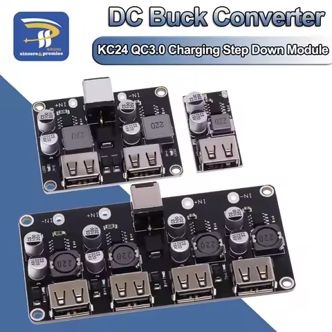 KC24 QC3.0 1 2 4 Way DC-DC Buck Converter Charging Step Down Module 6-32V 9V 12V 24V to Fast Quick C