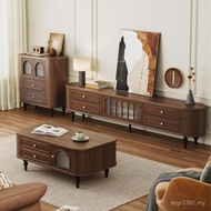 Cabinet Coffee Table Solid Wood Living Room Floor European Style Luxury Household Set Retro Combinat