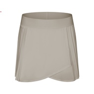 【hot ALO】 Womens Tennis Skirt Quick-Dry Slit Pleated Running Shorts Skirt Fitness With Lining Anti-E