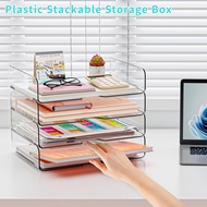 2 Layers A4 File Paper Storage Clear Scrapbook Office Document Holder Plastic Stackable Storage Box