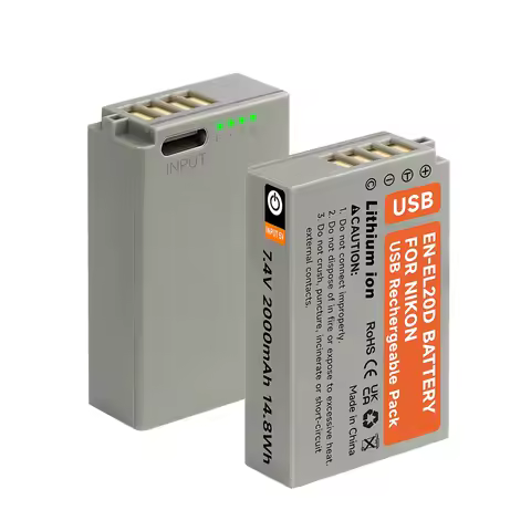 2000mAh EN-EL20 EN-EL20a Battery with Type-C Input EN EL20 Battery for Nikon Coolpix P1000 P950 1 J1