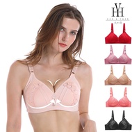 HuoYuan【Ready Stock】Wireless Bra B C D Cup Big Size 36-46 Push Up Bra Thin Sponge Cotton Lining Non-
