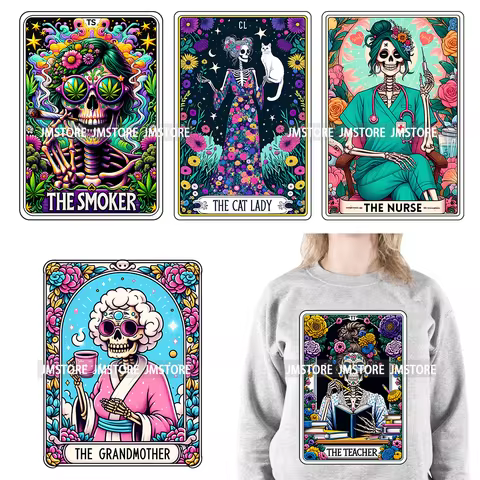 Snarky Mom Cat Plant Lady High Gardener Witchy Vibes Tarot Card DTF Iron On Transfers Stickers Ready