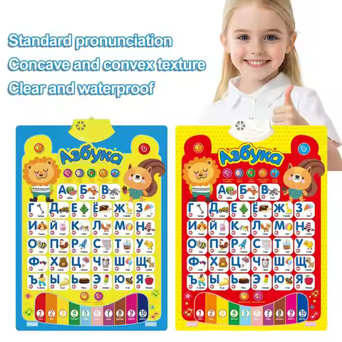 Russian Electronic Interactive Alphabet Wall Chart Talking ABC 123s Music Learning Poster Educationa