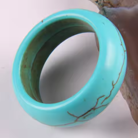 Blue Turquoise Stone Finger Ring Size 5，7 Jewelry Fashion