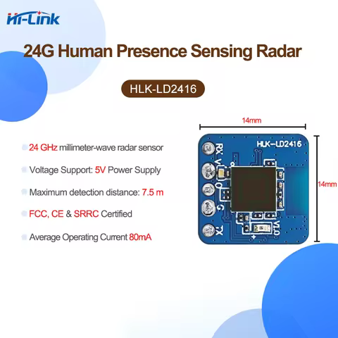 New Mini 24G Radar Module HLK-LD2416 Built-in Antenna Human Presence Detection Motion & Static 14x14