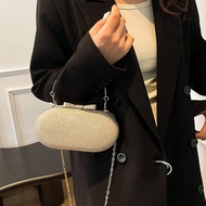 Fashion Mini Glamorous Metal Chain Glitter/Bling Portable Gold Women Evening Bags Exquisite For Wedd