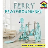 Ferry 4 In1 Swing And Slide Indoor Outdoor Mini Playground With Basketball Hoop Music Light Play Set