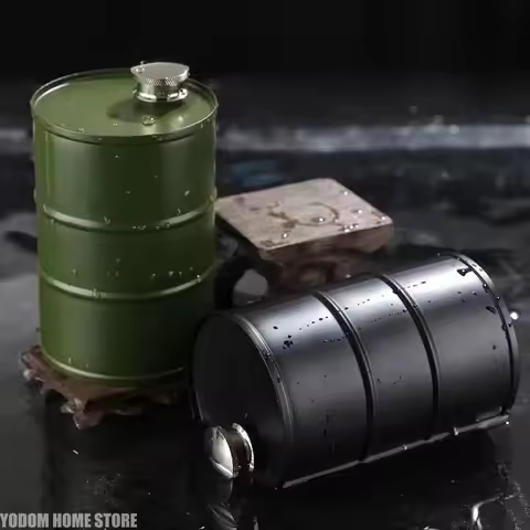 25oz 304 Stainless Steel Drum Hip Flask for Water Bottle Drums Whisky Portable Outdoor Men Gift