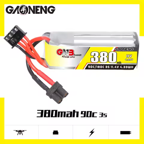Gaoneng GNB 380mAh 3S 11.4V 90C HV Lipo Battery XT30 Plug For FPV RC Drone Whoop Quadcopter Racing D