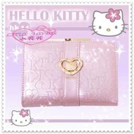 ♥小花花日本精品♥ Hello Kitty 愛心 鑽石 皮製 短夾 皮夾 錢包 粉紅色 心胸針套圈 特價41048009