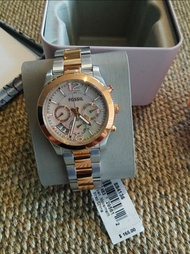 Fossil ES4135 Perfect Boyfriend Multifunction Chronograph Quartz Watch Silver / Rose Gold Stainless 