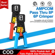 COOFARI RJ45 Crimp Tool Pass Melalui Cat5 Cat5e Cat5e Cat6 Crimper Cutter Stripper untuk RJ45 RJ12 R