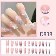 Fake nails Motif D838 24pcs + FREE LIQUID GLUE / nail art fake nails / fake nails / bridal fake nail