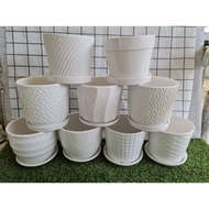 White Ceramic Flower Pot D02 /  Pasu Bunga Ceramik Putih