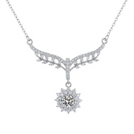 S925 เงินสเตอร์ลิง Moissanite ปลาหางดอกทานตะวันสร้อยคอจี้ผู้หญิง High-End Clavicle CHAIN เครื่องประด