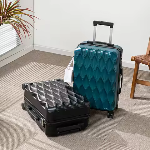 Wavy Line Luggage Rolling Suitcase 17-25 Inch Large Capacity Wheel Travel Bag Fashionable Travel Bag