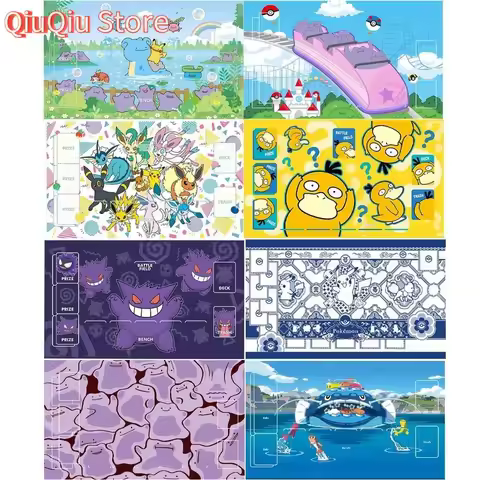 18 Styles Pokemon Play Mat - Pikachu Gengar Umbreon Snorlax DIY Non-Slip PTCG Battle Mat Anime Gift