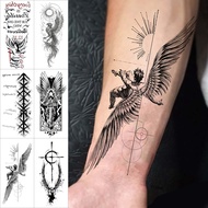 2pcs/Black Sketch Angel Wings Temporary Tattoo Stickers Waterproof Semi Permanent Fake Tattoos for M